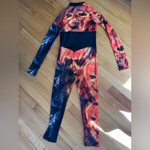 Fire Skull Print Bodycon Jumpsuit